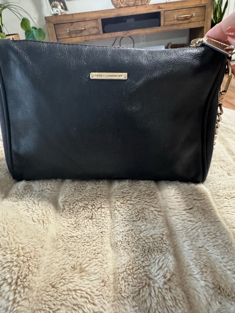 Rebecca Minkoff Black Leather purse  with Gold Plate